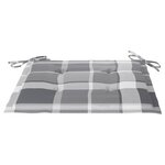 vidaXL Chaises de jardin coussins à carreaux gris lot de 4 Teck massif