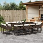 vidaXL Ensemble à manger de jardin avec coussins 13 Pièces marron rotin