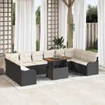 vidaXL Ensemble de canapé de jardin 11 Pièces Noir Poly rotin