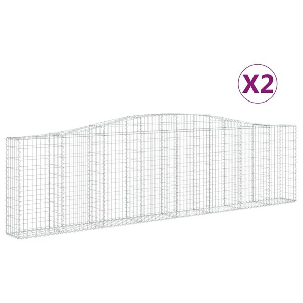 vidaXL Paniers à gabions arqués 2 Pièces 400x30x100/120 cm Fer galvanisé