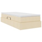vidaXL Lit avec rangement et matelas Crème 90 x 190 cm Polyester
