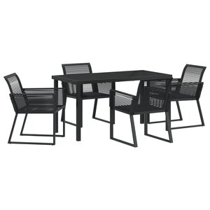 vidaXL Ensemble de repas de jardin de 5 pièces Rattan Poly Noir