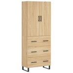 vidaXL Buffet haut Chêne sonoma 69 5x34x180 cm Bois d'ingénierie
