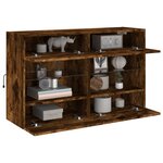 vidaXL Meuble TV mural avec lumières LED chêne fumé 98 5x30x60 5 cm