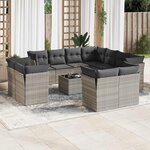 vidaXL Salon de jardin avec coussins 12 Pièces gris clair résine tressée