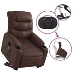 vidaXL Fauteuil inclinable de massage Marron Similicuir