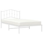 vidaXL Cadre de lit métal sans matelas et tête de lit blanc 107x203 cm