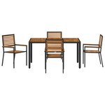 vidaXL Ensemble de salle à manger pour jardin 5 Pièces Noir