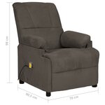 vidaXL Fauteuil de massage gris foncé tissu microfibre