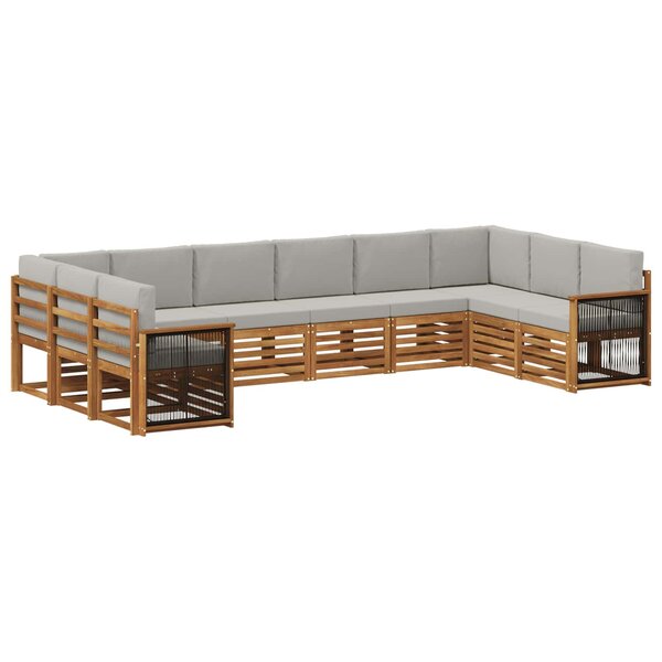 vidaXL Ensemble de canapés d'extérieur 7 pc Naturel et gris clair