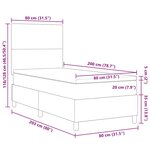 vidaXL Lit à ressort LED Gris foncé et blanc 80 x 200 cm