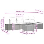 vidaXL Ensemble de canapé de jardin 6 pièces avec coussins en rotin synthétique noir