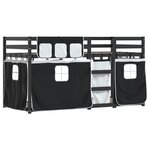 vidaXL Lit superposé avec rideaux blanc/noir 90x200 cm bois pin massif