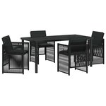 vidaXL Ensemble de salle à manger pour jardin 5 Pièces Noir Poly rotin