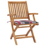 vidaXL Chaises de jardin lot de 2 avec coussins à carreaux rouge Teck