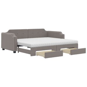 vidaXL Lit de jour avec gigogne et tiroirs taupe 100x200 cm tissu