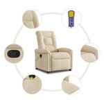 vidaXL Fauteuil de massage inclinable Crème Tissu