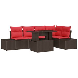 vidaXL Ensemble de canapé de jardin 6 Pièces Marron Poly rotin