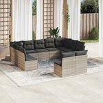 vidaXL Salon de jardin 11 Pièces avec coussins gris clair résine tressée