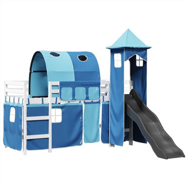 vidaXL Lit mezzanine enfants avec tour bleu 80x200cm bois pin massif