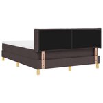 vidaXL Lit à ressorts Marron foncé et Blanc 160 x 200 cm tissu