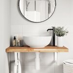 vidaXL Étagère de vasque murale acier et bois massif d'acacia