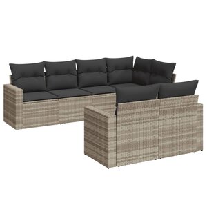vidaXL Salon de jardin avec coussins 7 Pièces gris clair résine tressée