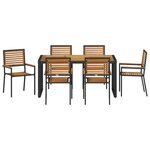 vidaXL Ensemble de salle à manger pour jardin 7 Pièces Noir et Marron