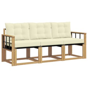 vidaXL Ensemble de canapés d'extérieur 3 pc Blanc et crème