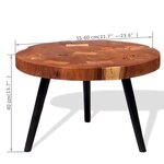 vidaXL Table basse Bois d'acacia massif (55-60)x40 cm