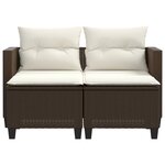 vidaXL Canapé de jardin 2 places avec tabourets marron résine tressée