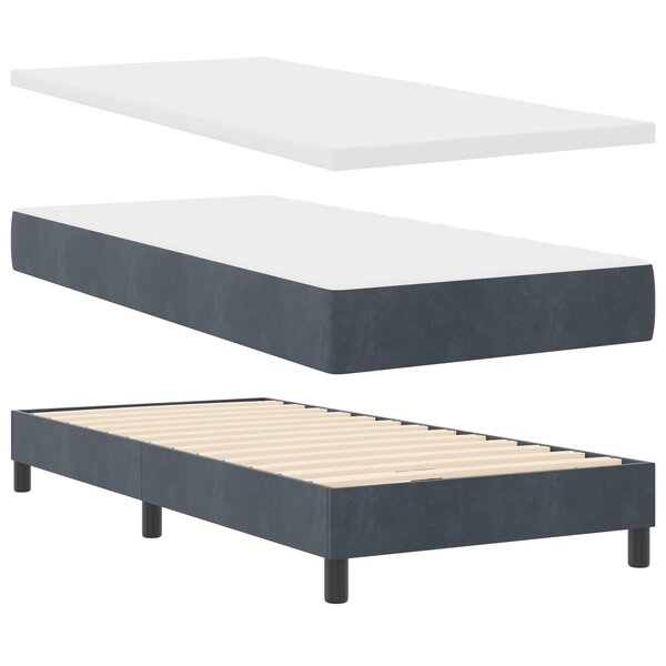 Lit à ressort vidaXL avec matelas gris foncé 90x190 cm en velours