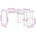 vidaXL Bureau d'angle avec rangement en chêne fumé 140x113 5x75cm