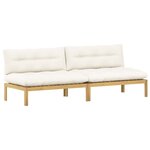 vidaXL Unité de canapé du milieu Acacia Clair et Blanc Crème
