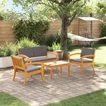 vidaXL Ensemble Bistro 4 Pièces avec Coussins - Bois Massif d'Acacia