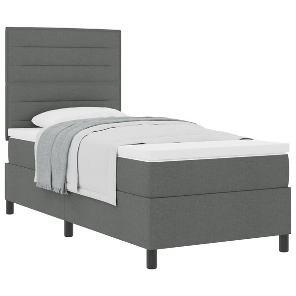 vidaXL Lit à sommier gris foncé 90x200 cm Tissu