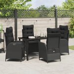 vidaXL Ensemble de jardin 5 pièces Noir Poly Rattan