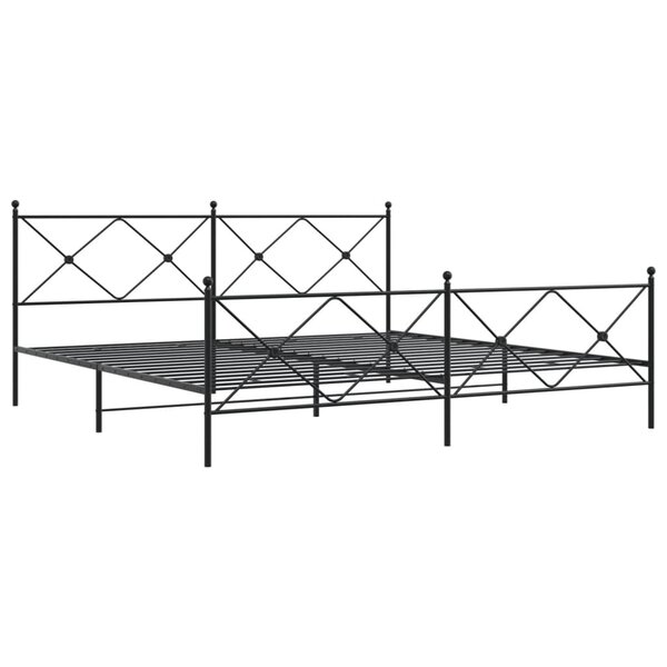 vidaXL Cadre de lit métal avec tête de lit/pied de lit noir 193x203 cm