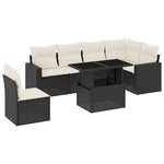 vidaXL Salon de jardin 7 Pièces avec coussins noir résine tressée