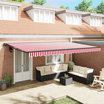 vidaXL Auvent Rétractable Rayure rouge et blanche 500x300 cm tissu