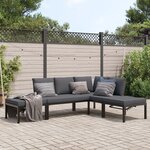 vidaXL Salon de jardin 4 Pièces avec coussins noir aluminium