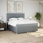 vidaXL Sommier à lattes de lit avec matelas Gris clair 180x200cm Tissu
