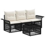 vidaXL Ensemble de canapé de jardin 4 Pièces Noir polyrotin