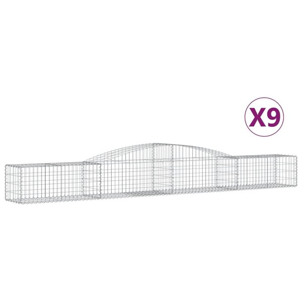 vidaXL Paniers à gabions arqués 9 Pièces 400x50x40/60 cm Fer galvanisé