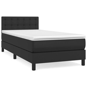 vidaXL Sommier à lattes de lit avec matelas Noir 90x200 cm Similicuir