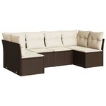 vidaXL Salon de jardin avec coussins 6 Pièces marron résine tressée