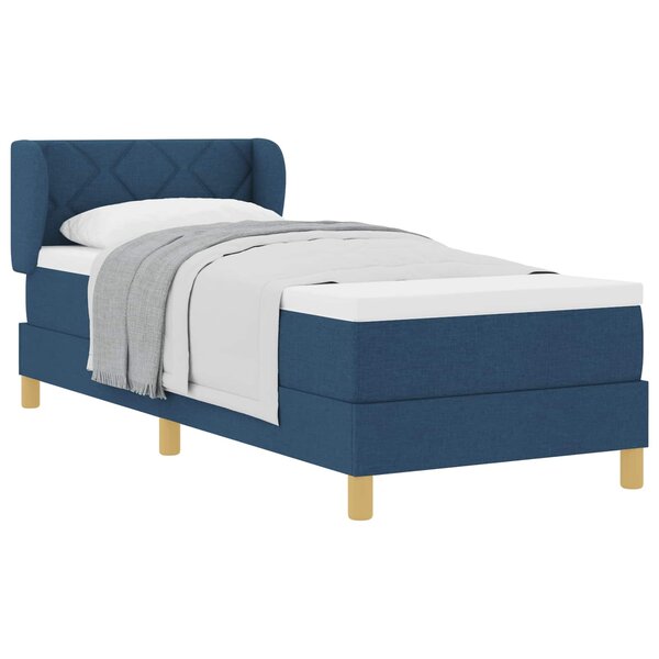 vidaXL Lit à ressorts avec matelas Bleu 80 x 200 cm tissu