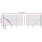 vidaXL Clôture en treillis métallique et ancrage anthracite 2x25 m