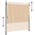 vidaXL Store roulant d'extérieur orange et blanc 200x270cm tissu acier