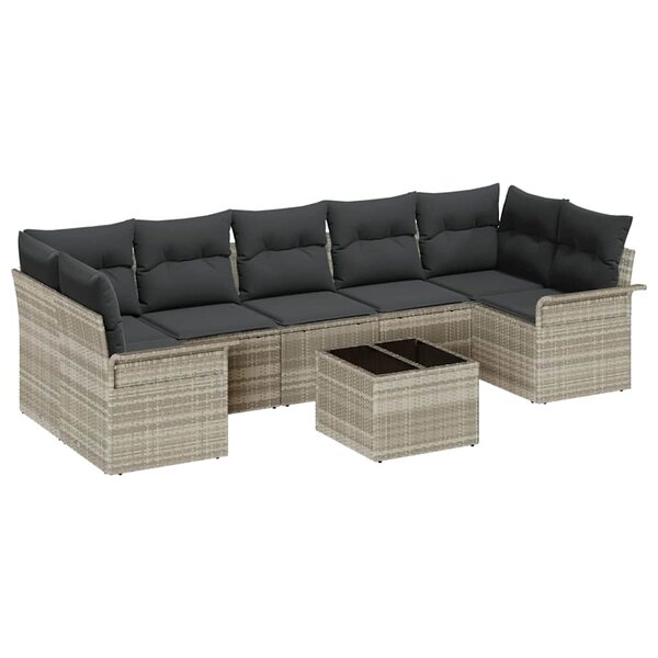 vidaXL Ensemble de canapé de jardin 8 Pièces Gris clair 55 x 55 x 37 cm